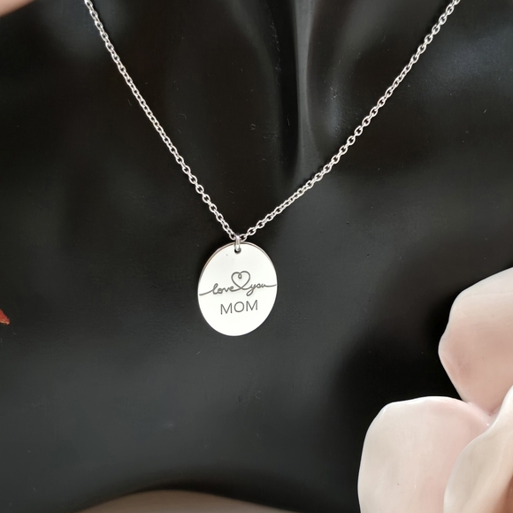 ♥️ LOVE YOU MOM STERLING SILVER NECKLACE - Picture 4 of 6